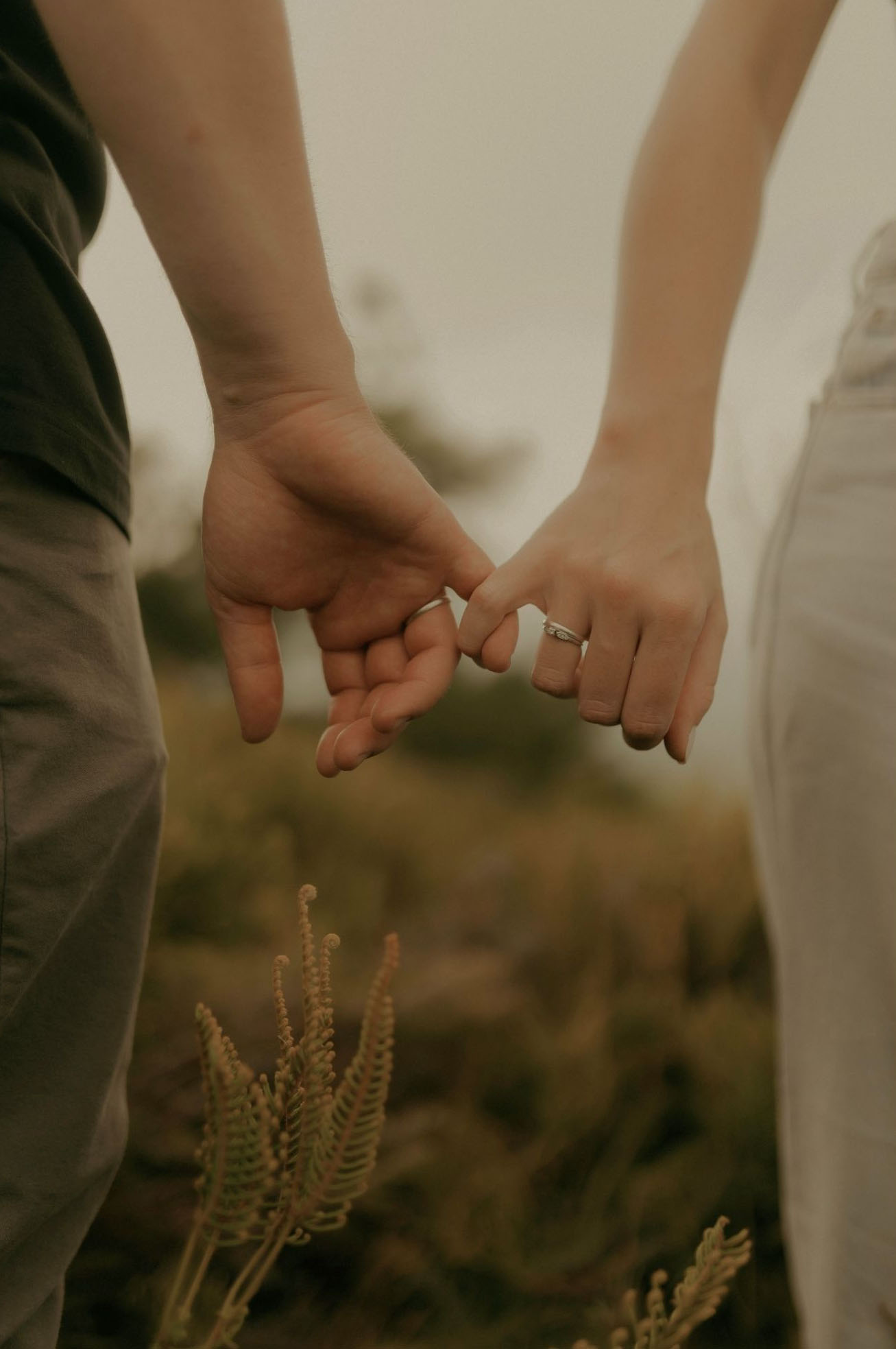 La pareja tomándose de las manos